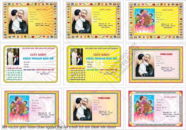 file vector giay khen chau ngoan bac ho tranh tre em thieu nhi 